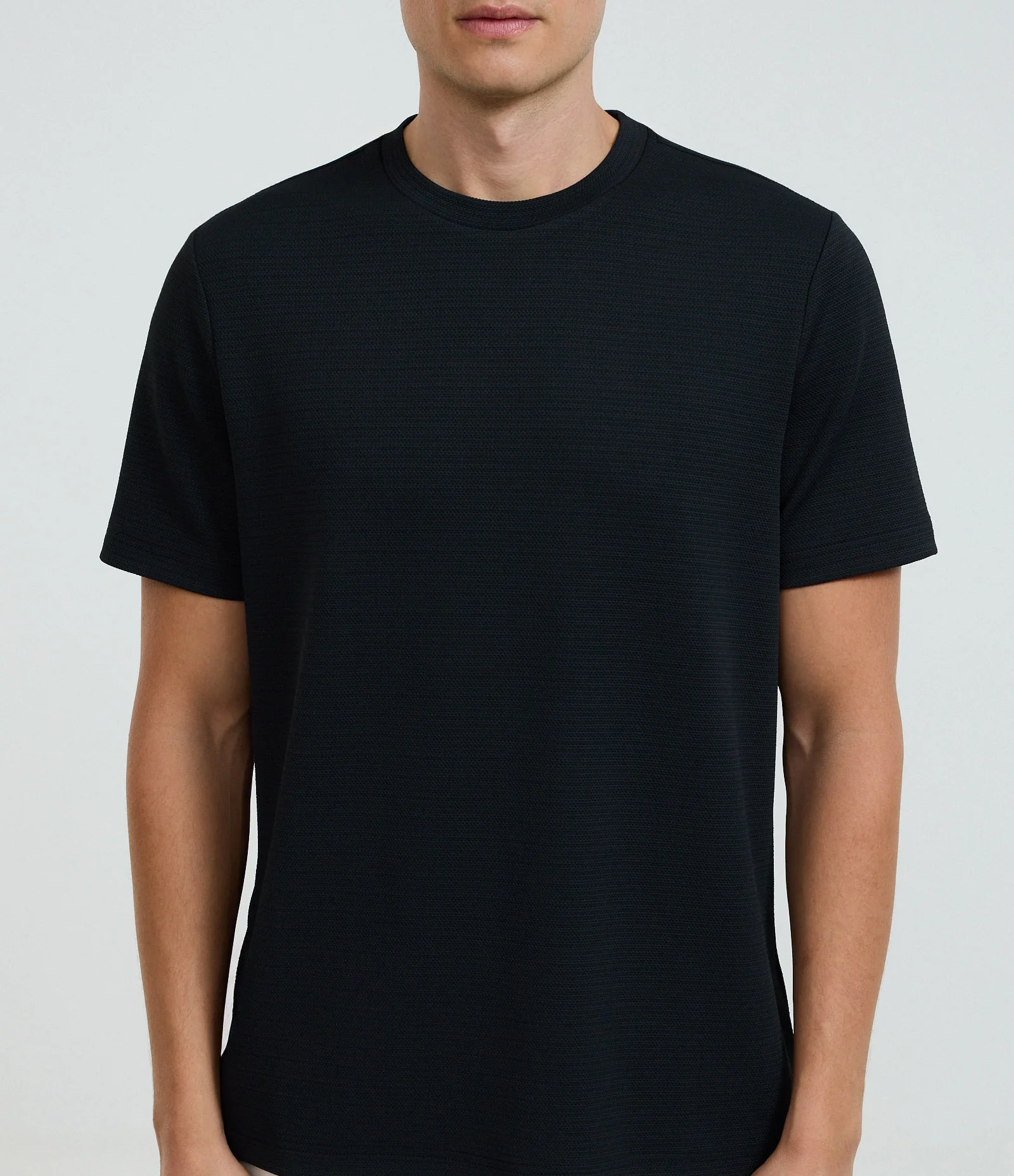 Camiseta Slim com Textura Preto 3