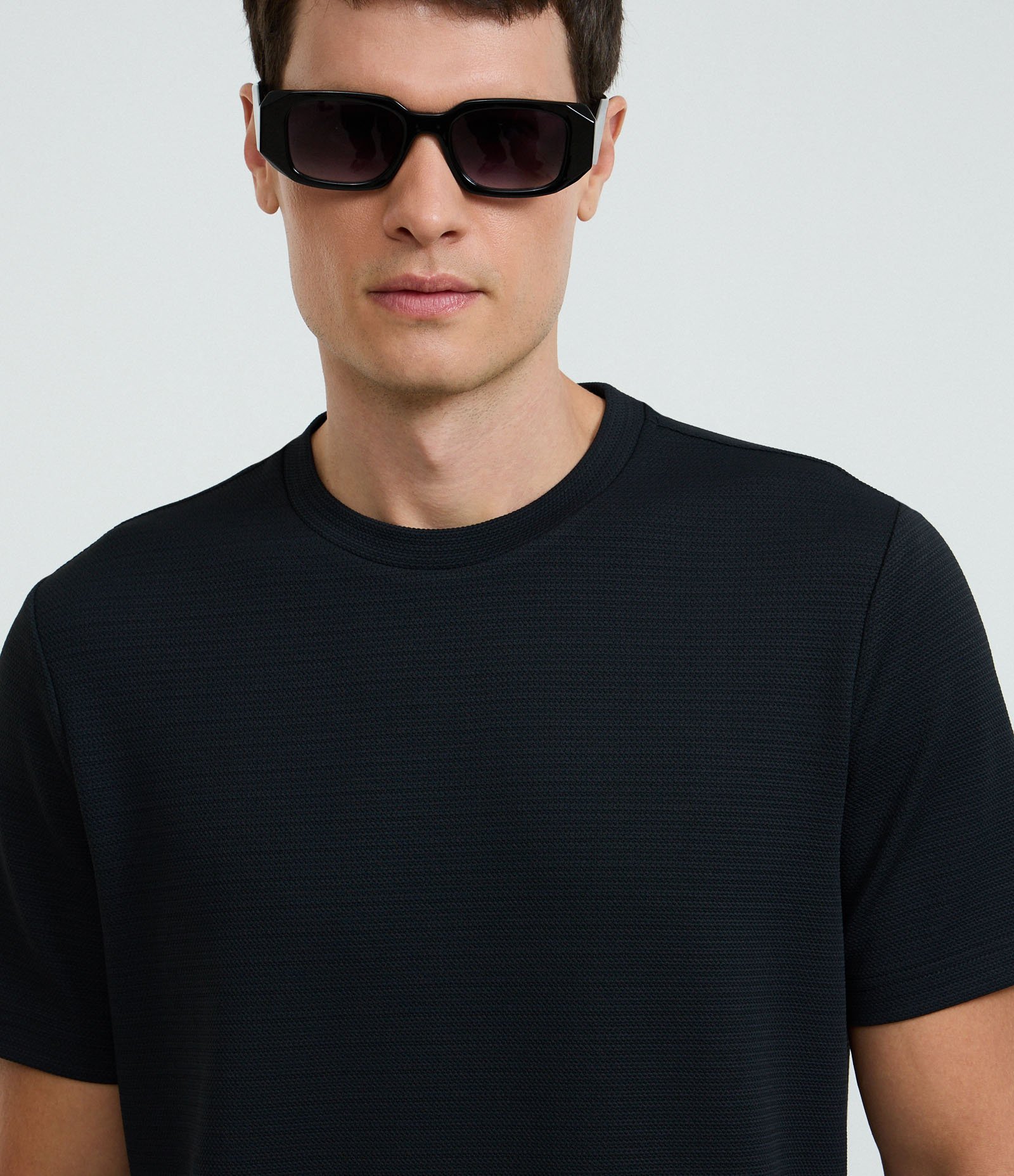 Camiseta Slim com Textura Preto 4