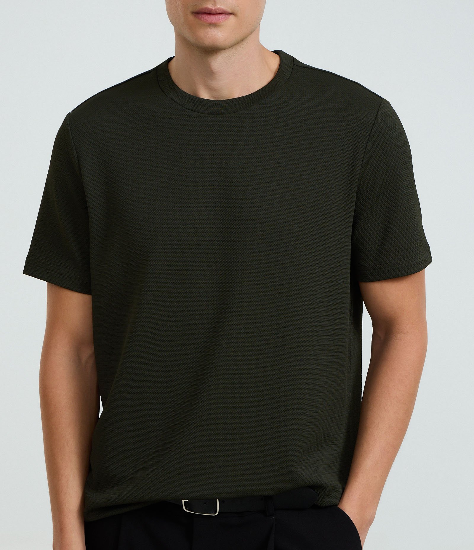 Camiseta Slim com Textura Verde 3