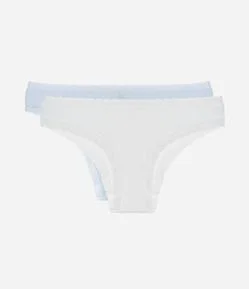 Kit 02 Calcinhas Biquíni em Algodão com Detalhe de Rendinha