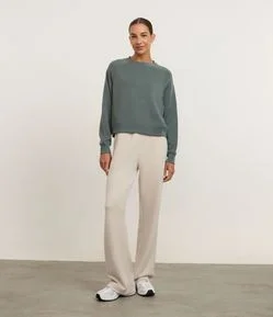 Blusão Regular em Modal com Trançadeira