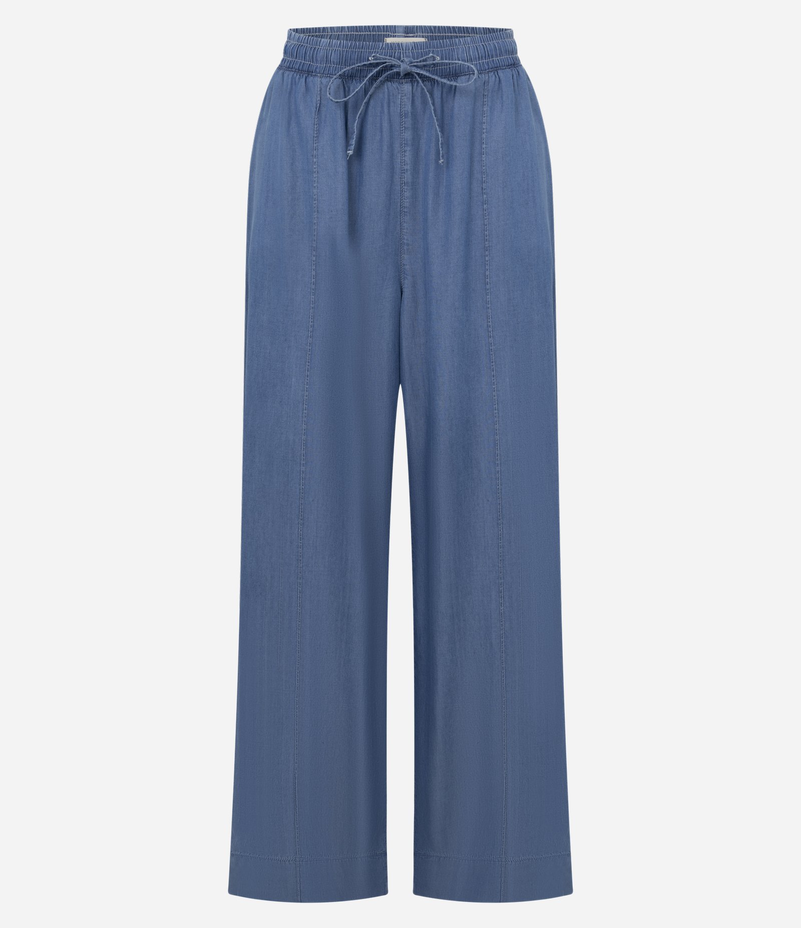 Calça Wide Leg em Liocel com Nervura Azul 1