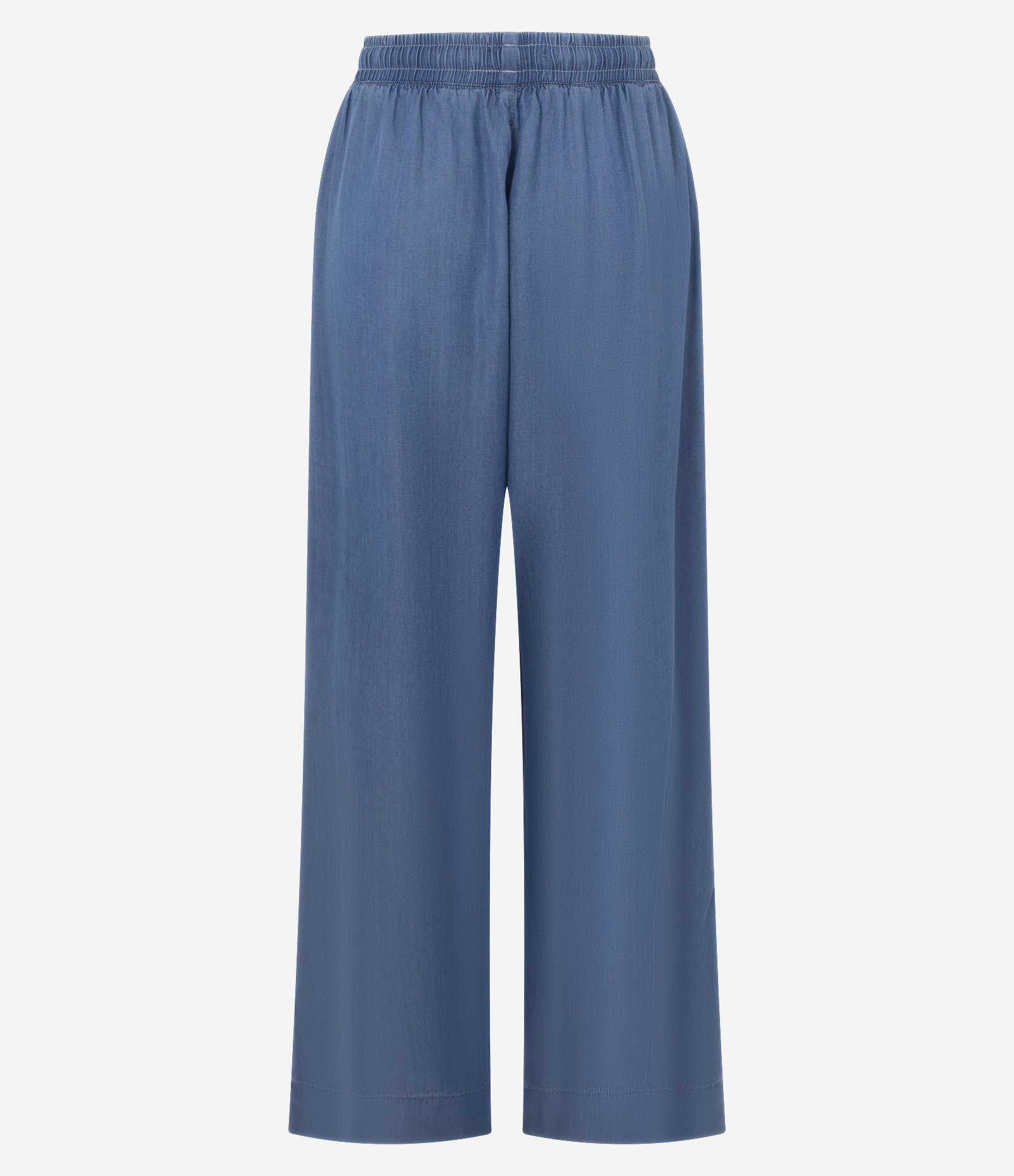 Calça Wide Leg em Liocel com Nervura Azul 2