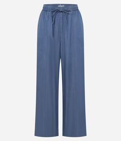Calça Wide Leg em Liocel com Nervura