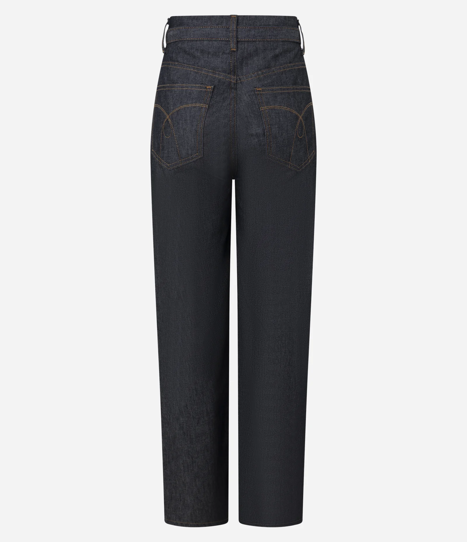 Calça Reta Comfort Cintura Alta em Jeans com Costura Aparente Preto 6