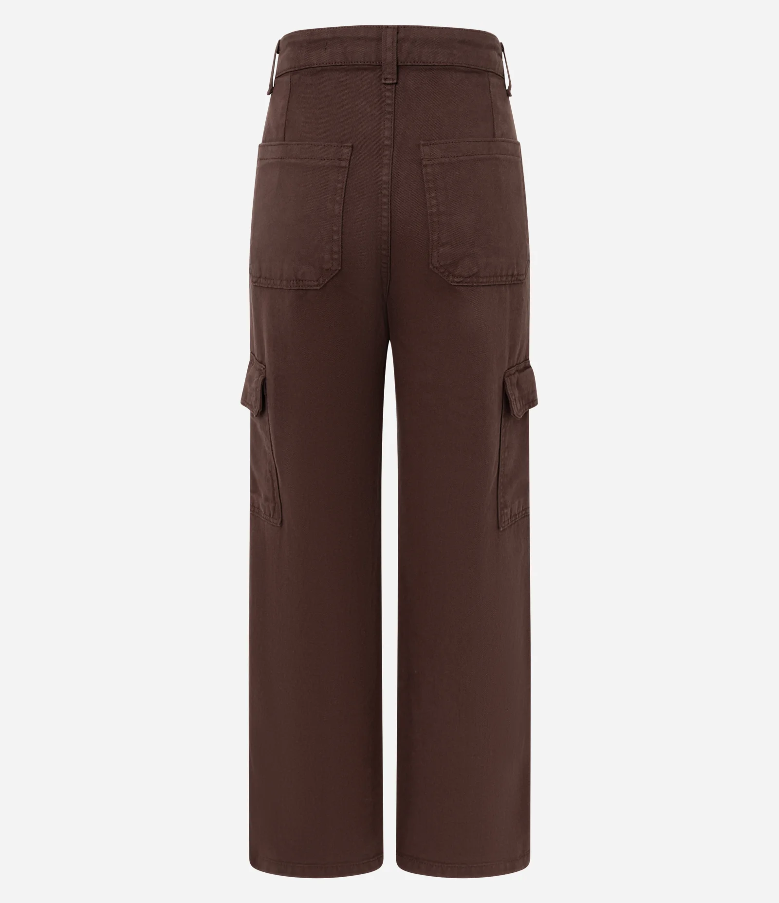 Calça Reta Comfort em Sarja com Bolsos Cargo Marrom 2