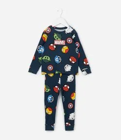 Pijama Longo Infantil Mini Heróis Marvel - Tam 2 a 6 Anos