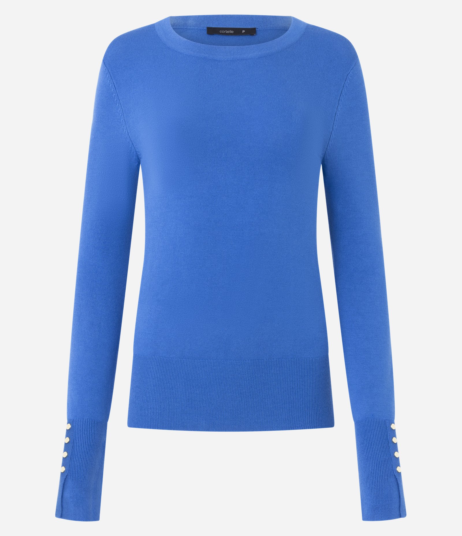 Suéter em Tricô com Botões no Punho Azul 5