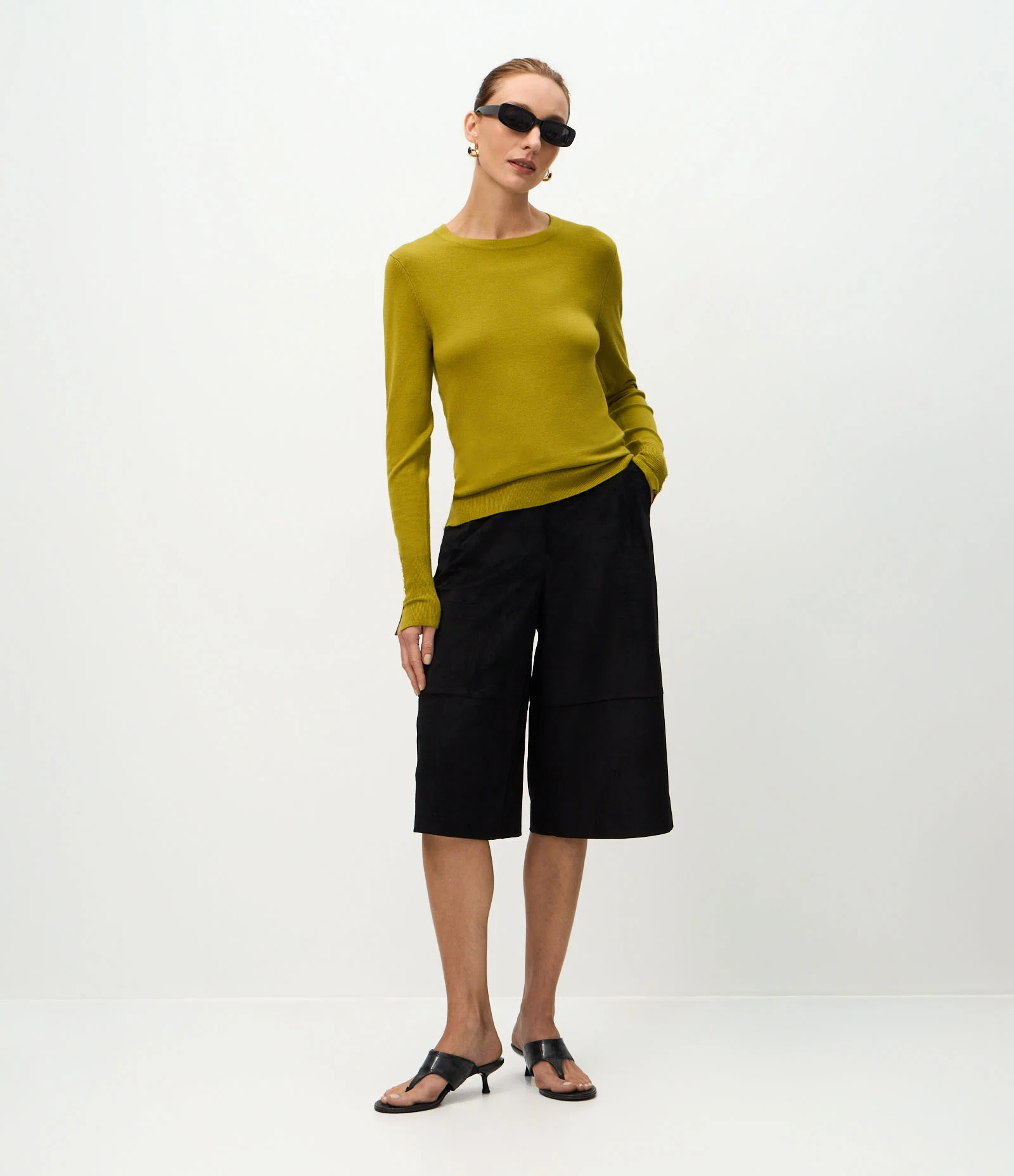 Suéter em Tricô com Botões no Punho Verde 2