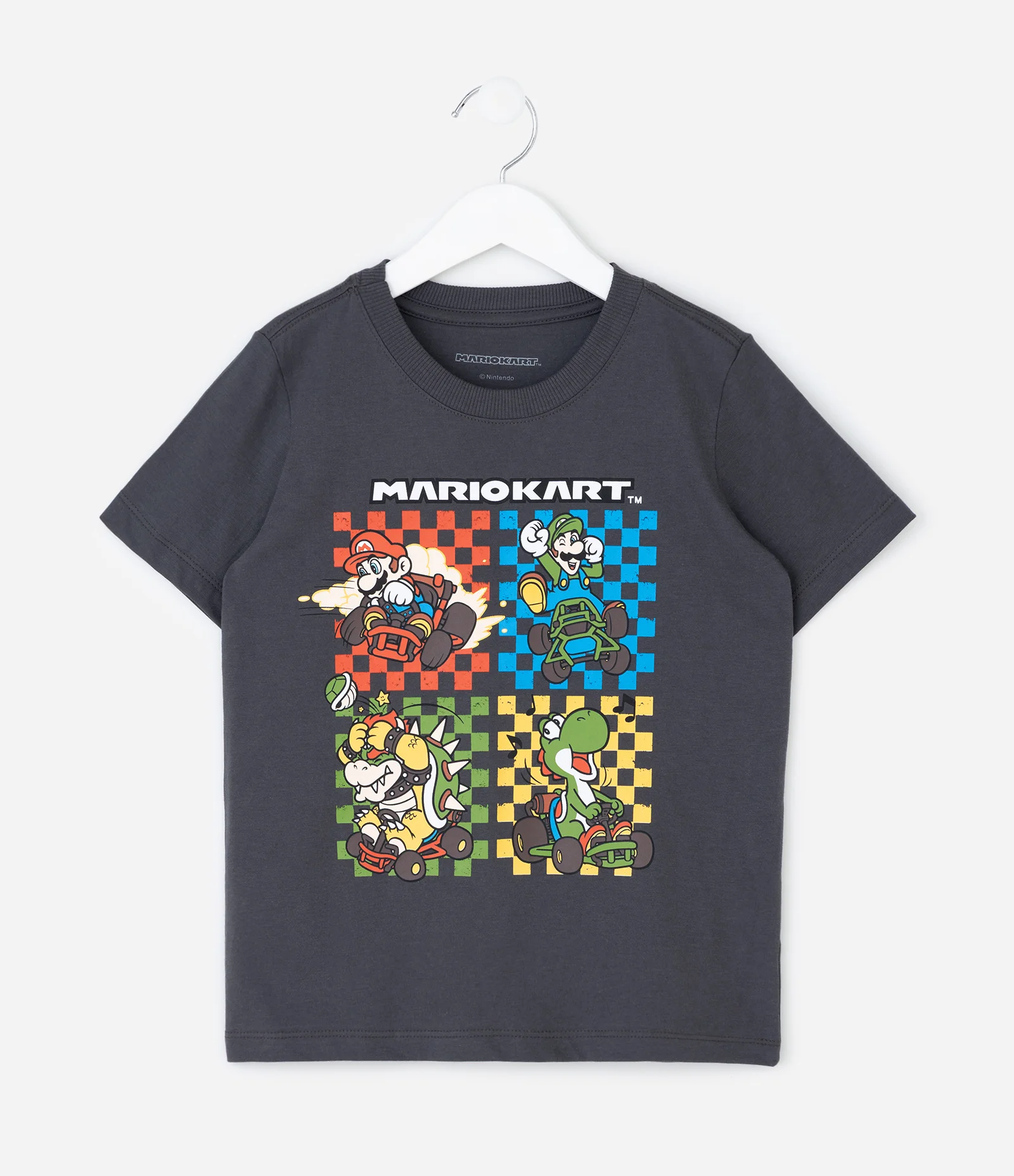 Camiseta Infantil com Estampa Mario Kart – Tam 4 a 10 Anos Chumbo 1