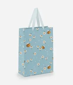 Embalagem de Presente Pequena com Estampa Margaridas com abelhas