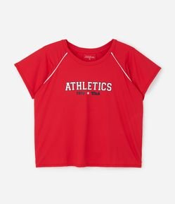 Camiseta Cropped Esportiva com Lettering Curve & Plus Size