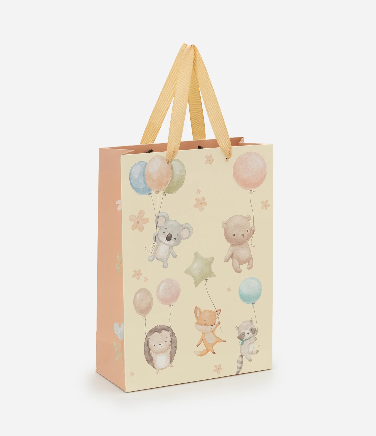 Embalagem de Presente Pequeno com Estampa de Animais e Balões Amarelo 1