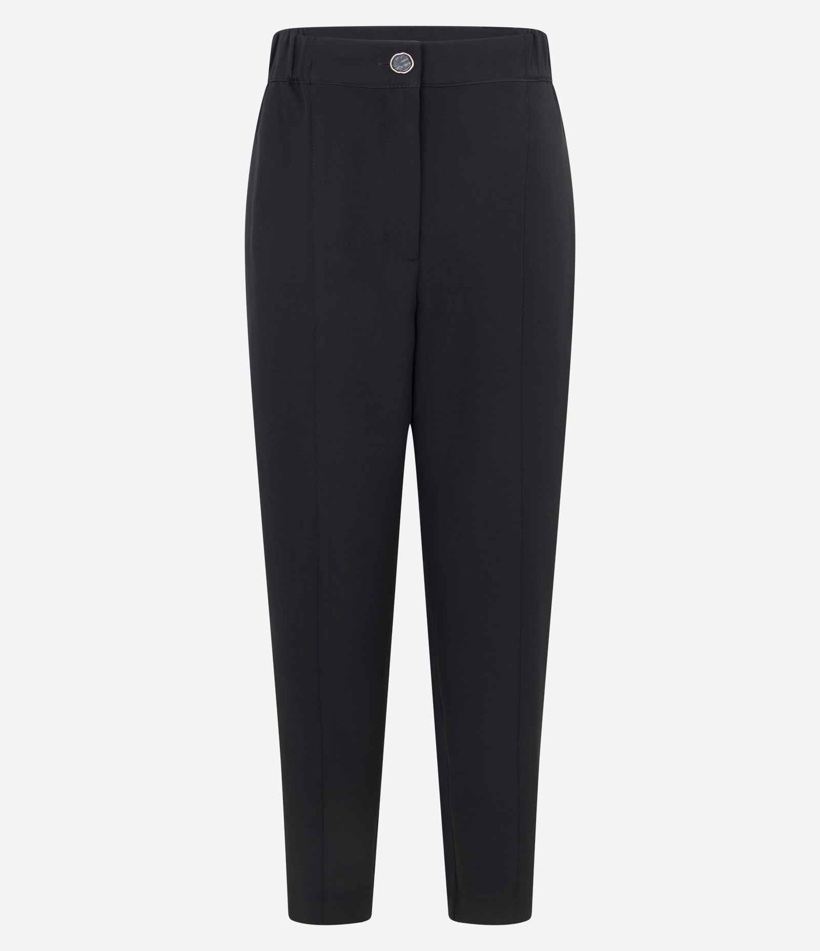 Calça Cenoura em Crepe com Cós de Elástico Preto 5