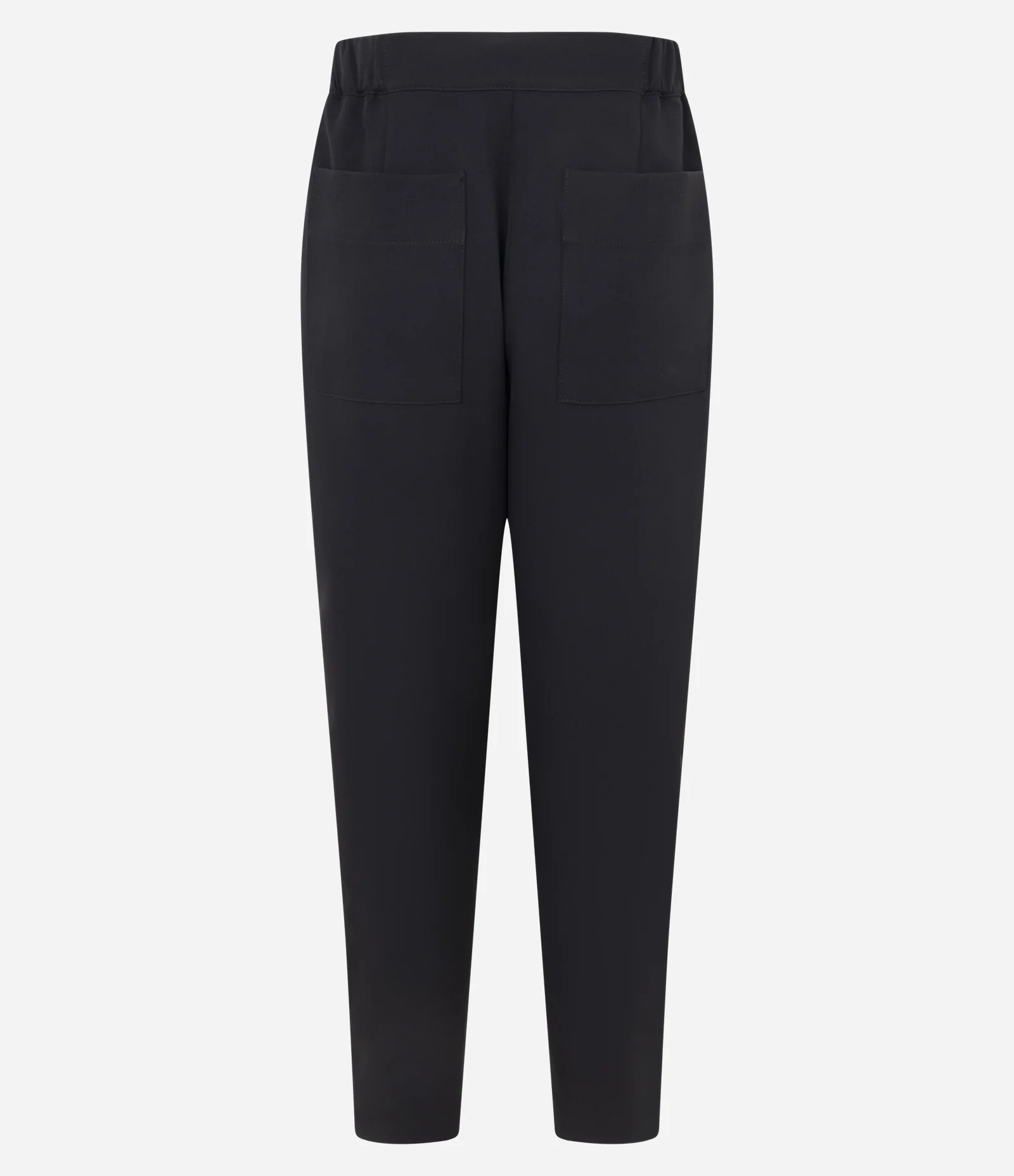 Calça Cenoura em Crepe com Cós de Elástico Preto 6