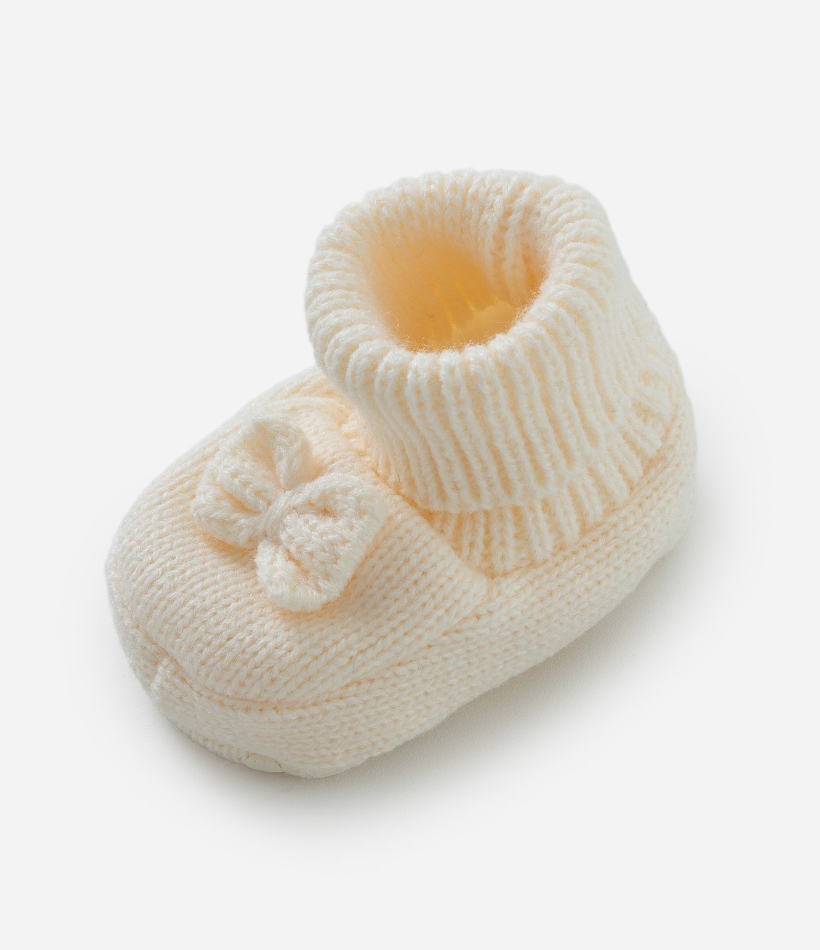 Sapato Infantil em Tricô com Lacinho – Tam 0 a 12 Meses Off White 3