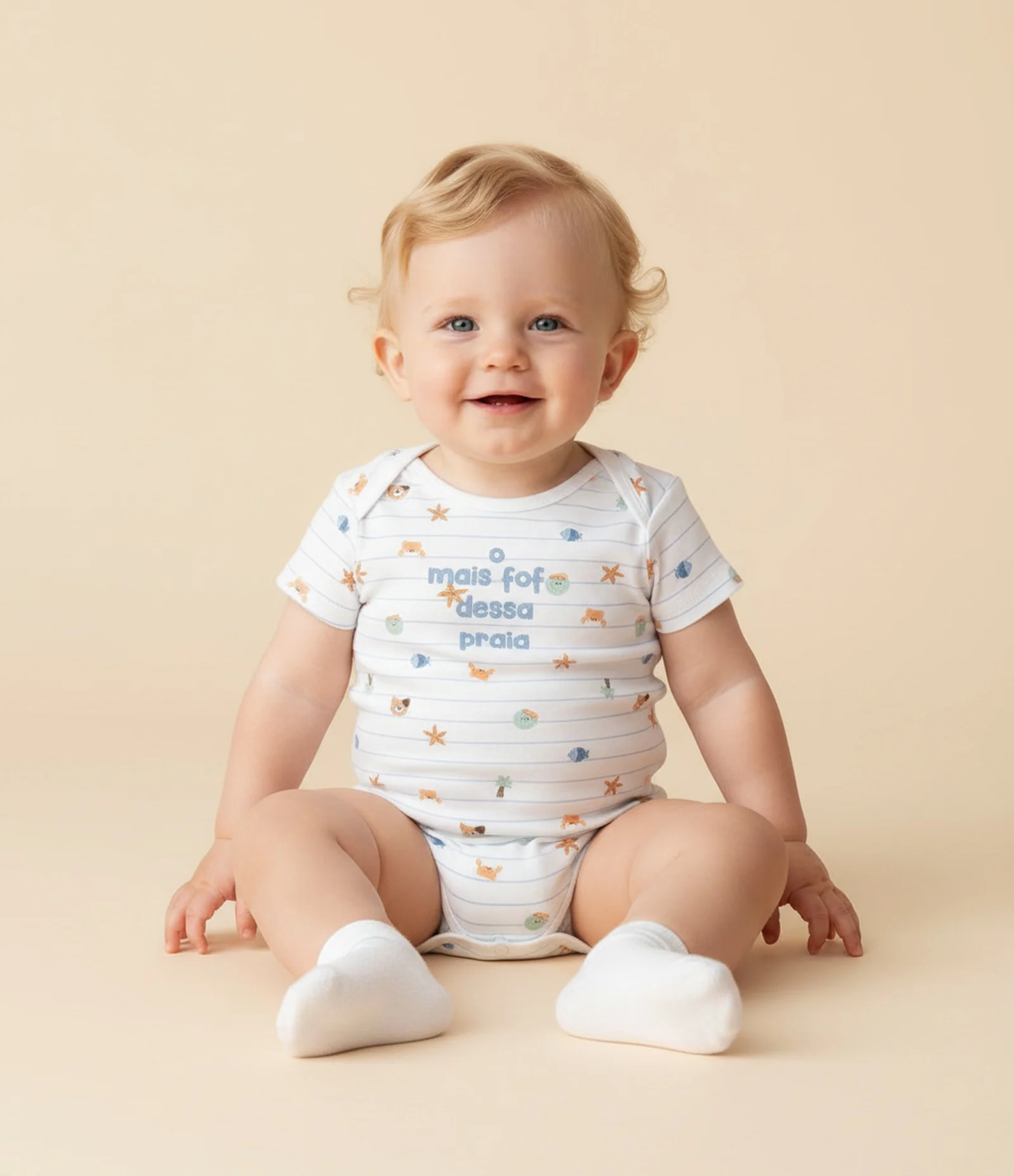 Body Infantil com Lettering Mais Fofo Dessa Praia - Tam 0 a 18 Meses Branco 1