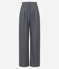 Calça Wide Leg Alfaiataria com Risca de Giz