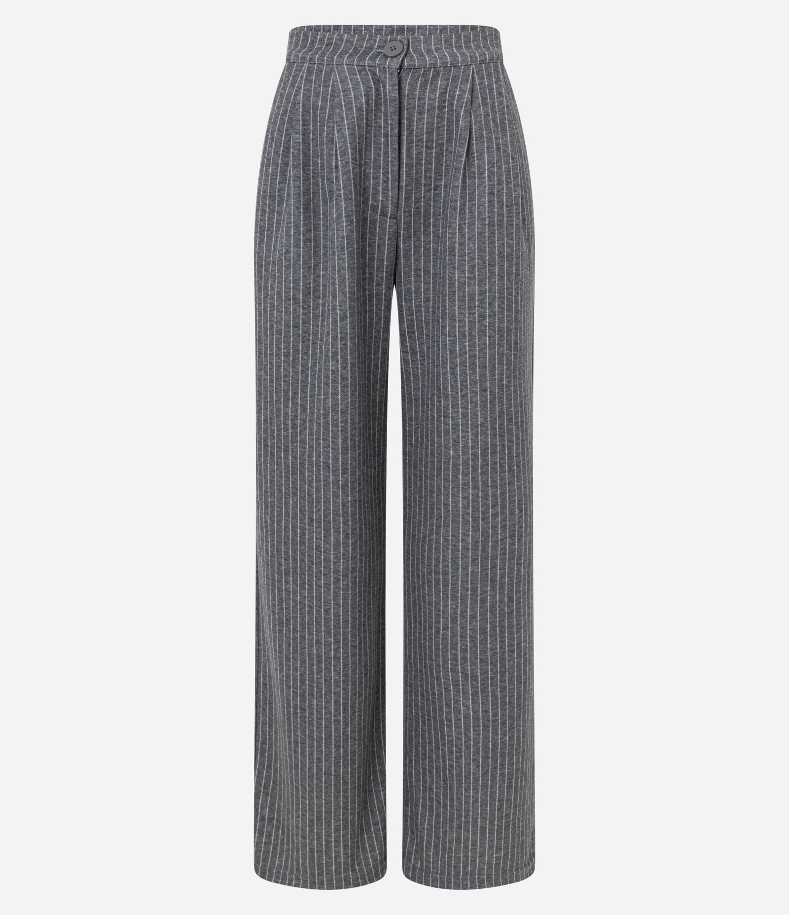 Calça Wide Leg Alfaiataria com Risca de Giz Cinza 1