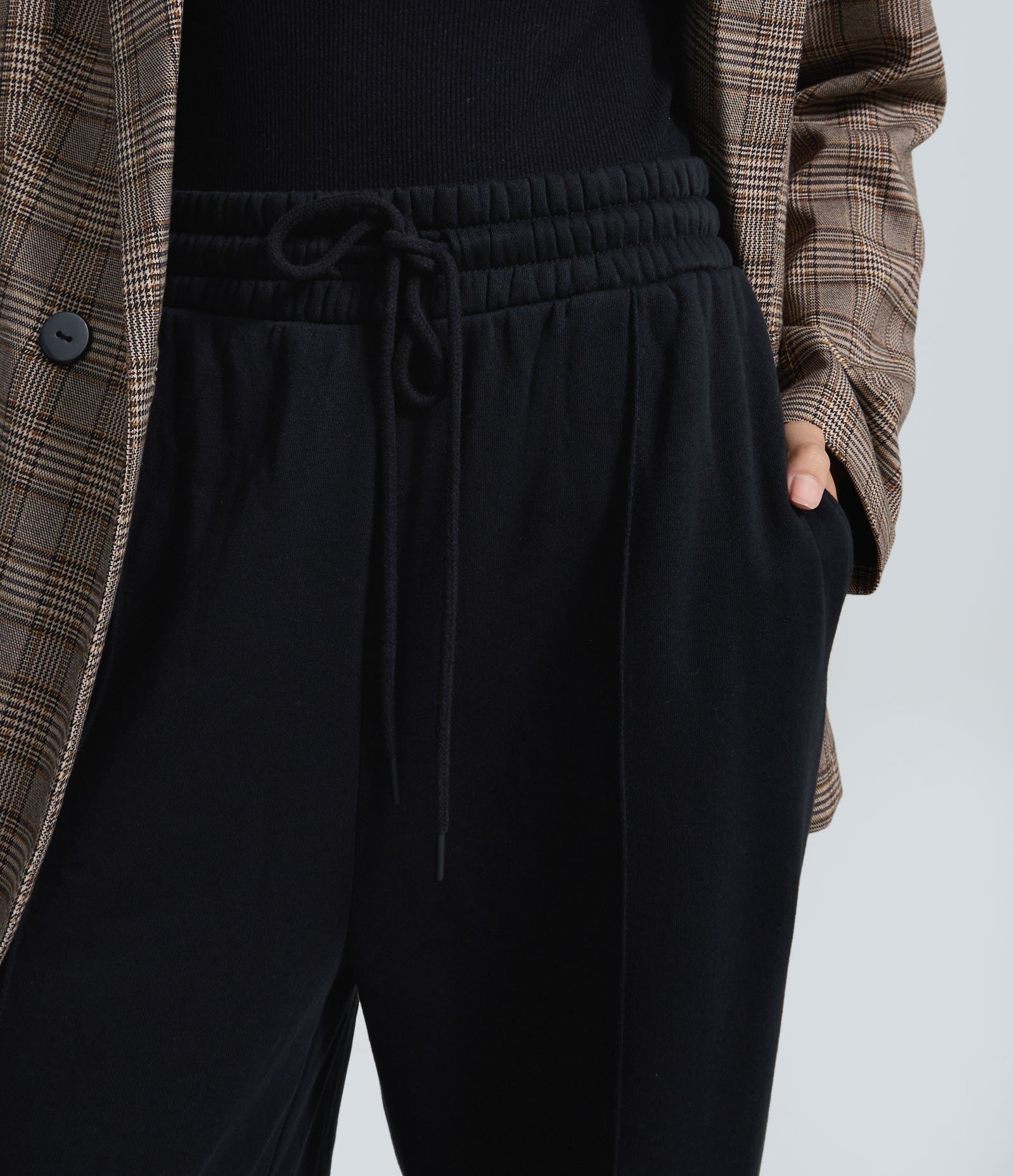 Calça Wide em Moletom com Felpa Liso Preto 3