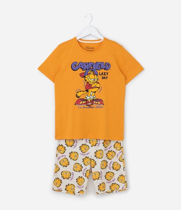 Pijama Curto Infantil com Estampa Garfield - Tam 5 a 14 Anos