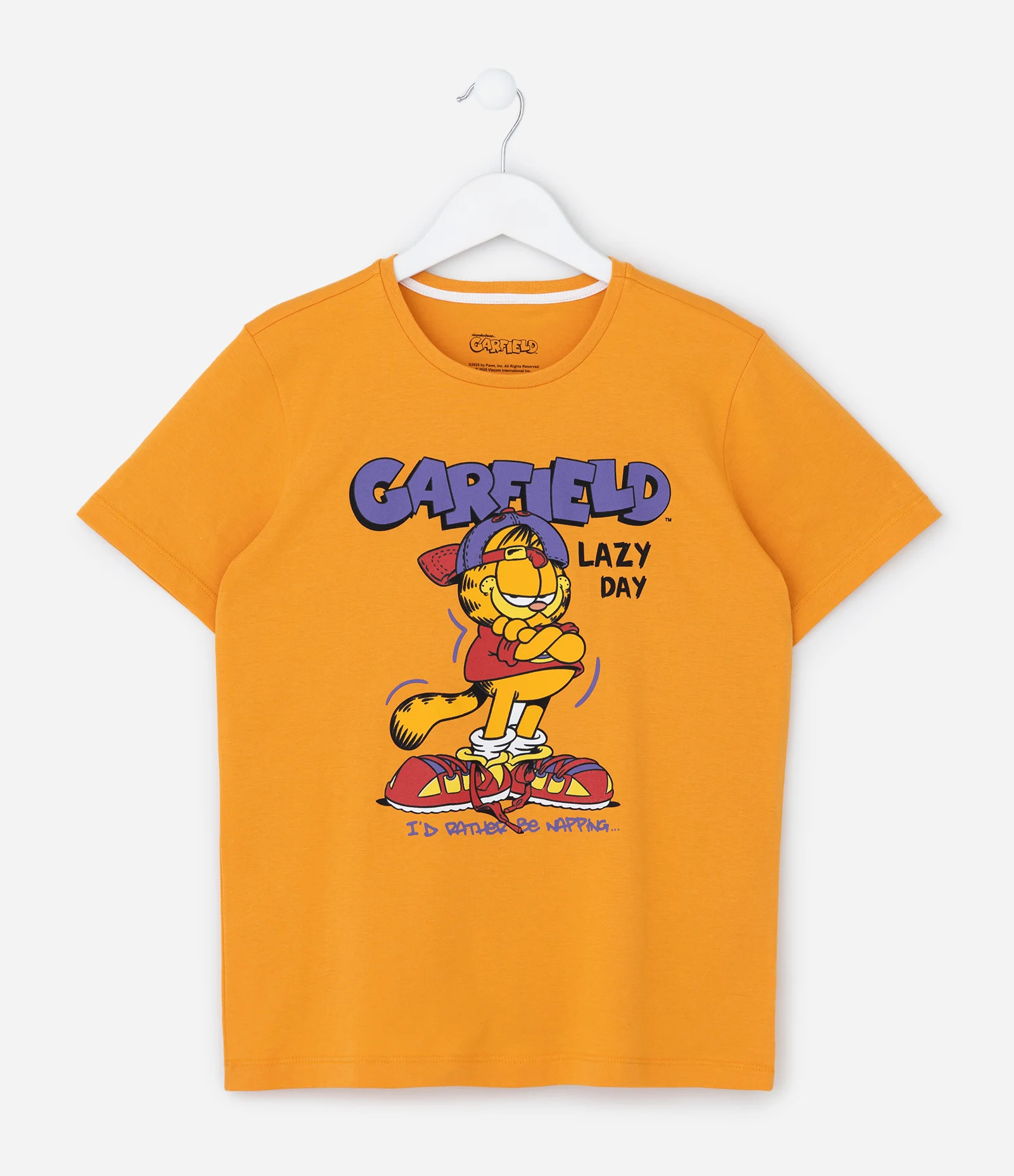 Pijama Curto Infantil com Estampa Garfield - Tam 5 a 14 Anos Amarelo 2