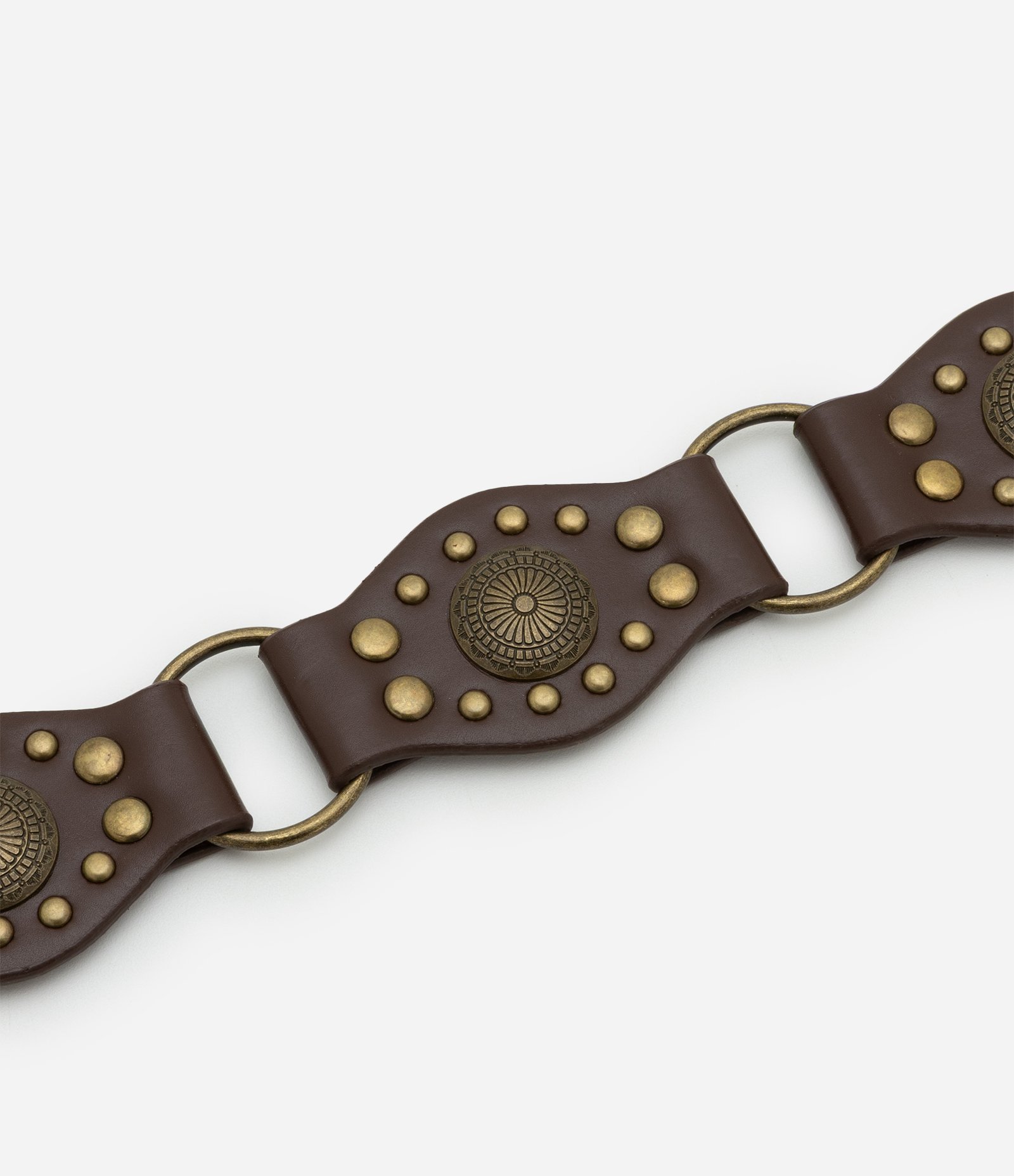 Cinto Médio com Rebites e Intercalado por Argolas Curve & Plus Size Marrom 2