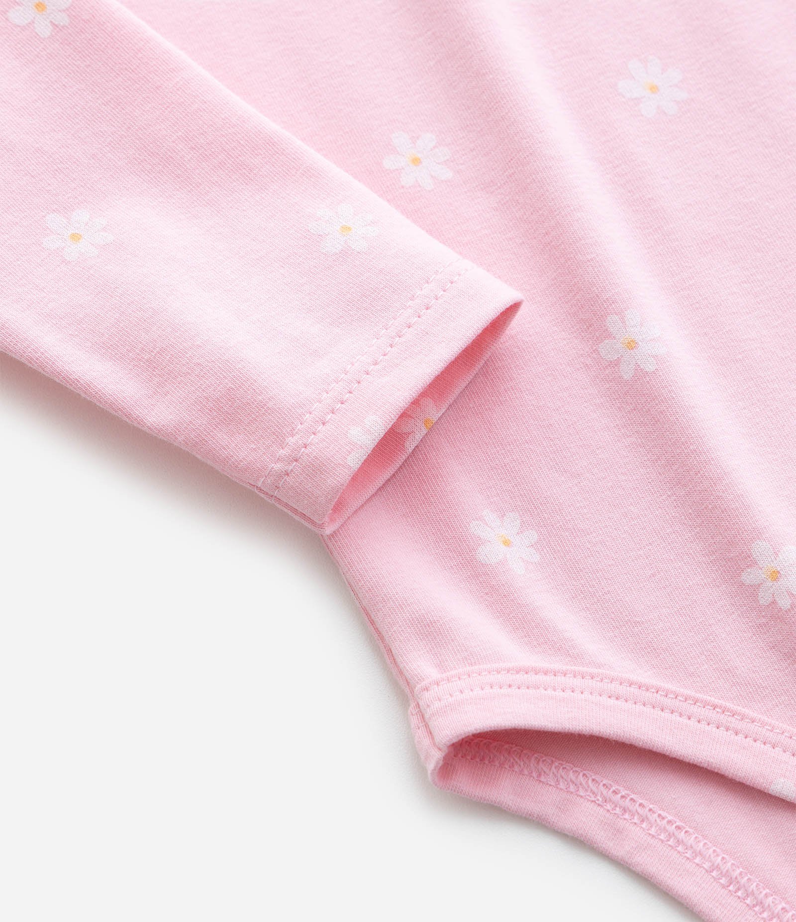 Body Infantil com Estampa de Margaridas - Tam RN a 18 meses Rosa 5