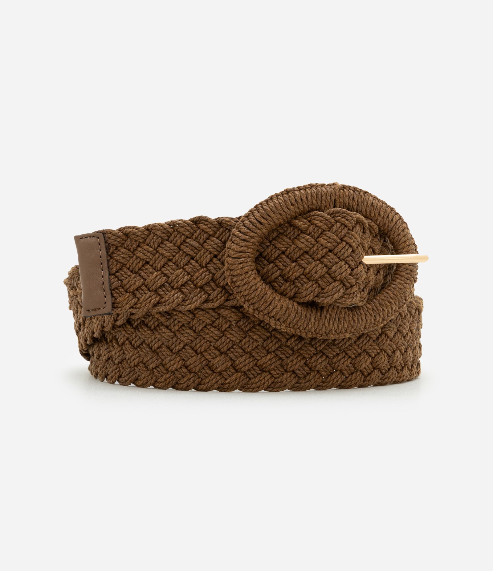 Cinto Largo em Corda Tresse com Fivela Oval Forrada Curve & Plus Size Marrom 1