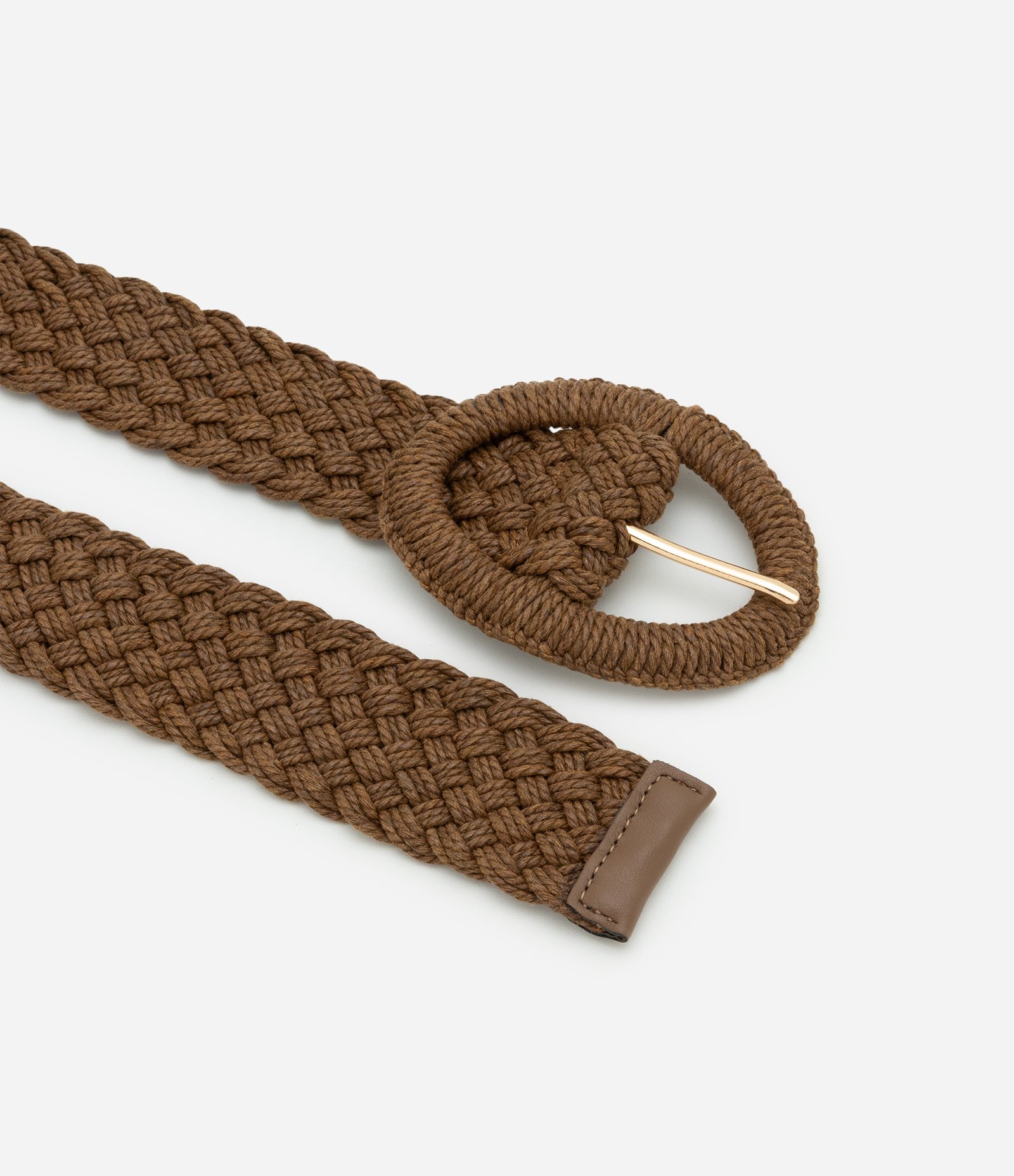 Cinto Largo em Corda Tresse com Fivela Oval Forrada Curve & Plus Size Marrom 2