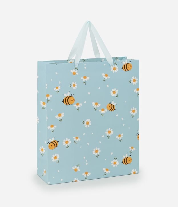 Embalagem de Presente Média com Estampa de Margaridas e Abelhinhas