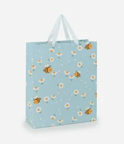 Embalagem de Presente Média com Estampa de Margaridas e Abelhinhas