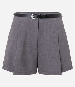 Short em Alfaiataria Lisa com Cinto Fino