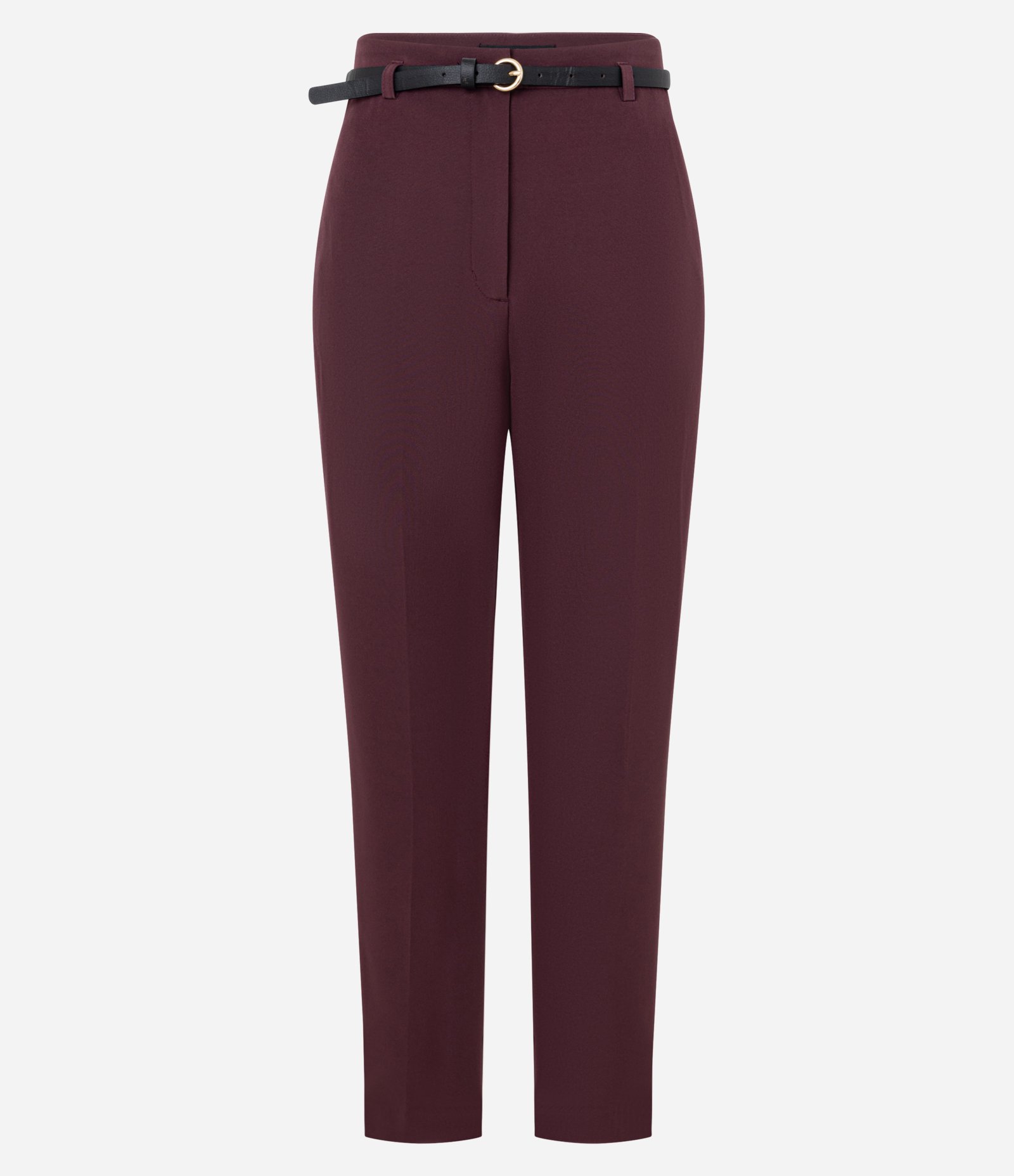 Calça Cenoura Alfaiatada em Crepe com Cinto Fino Vinho 1
