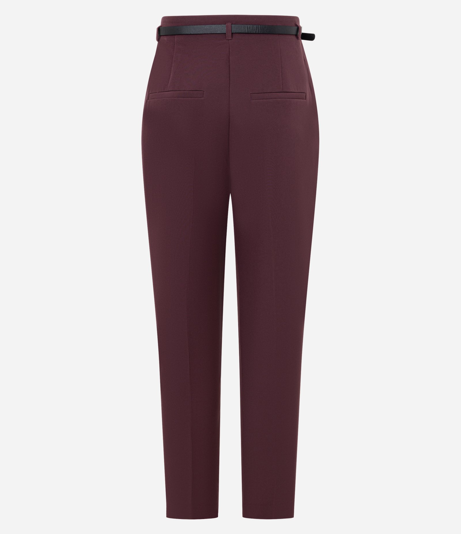 Calça Cenoura Alfaiatada em Crepe com Cinto Fino Vinho 2