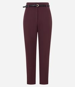 Calça Cenoura Alfaiatada em Crepe com Cinto Fino