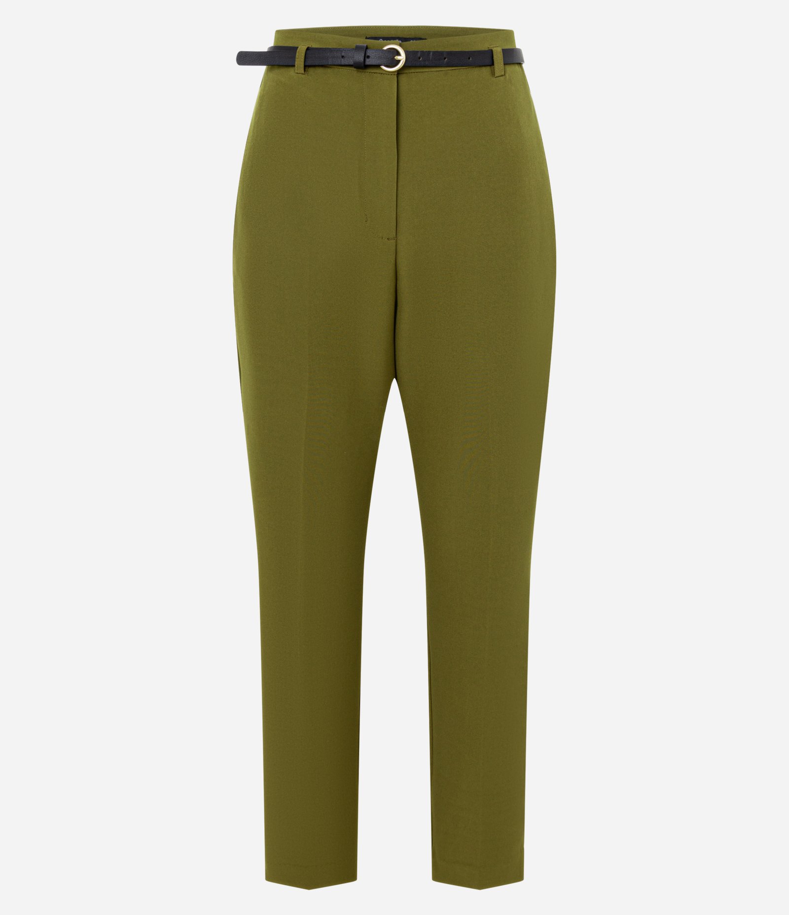 Calça Cenoura Alfaiatada em Crepe com Cinto Fino Verde 1