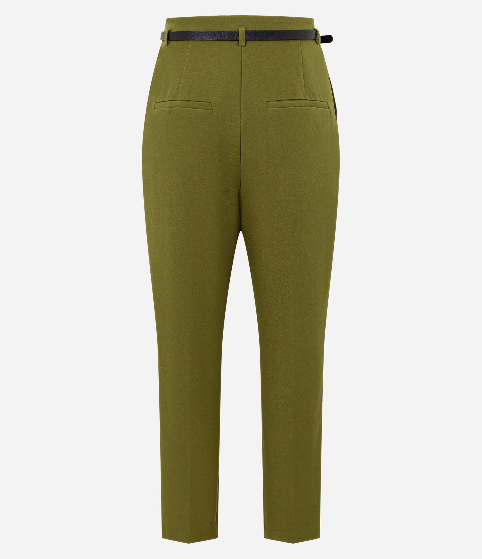 Calça Cenoura Alfaiatada em Crepe com Cinto Fino Verde 2