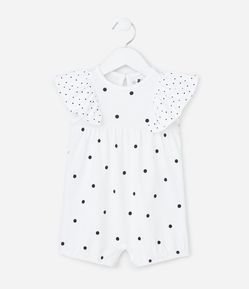 Macaquinho Infantil em Algodão com Estampa Poá - Tam 0 a 18 meses