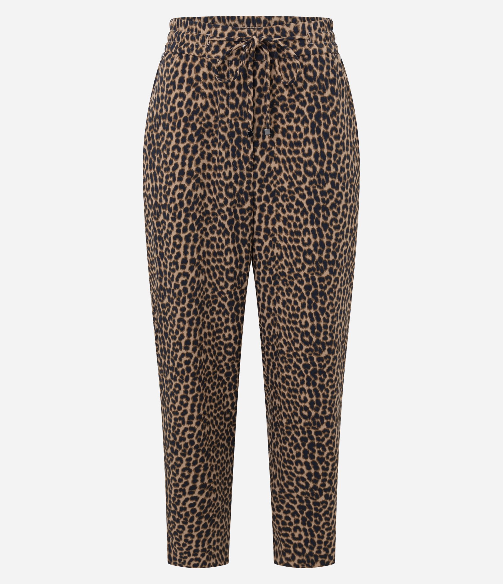 Calça Fluída Alfaiatada em Crepe Animal Print Preto 1