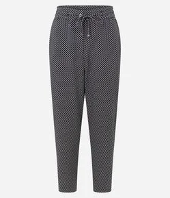 Calça Fluída Alfaiatada em Crepe Pied-de-Poule