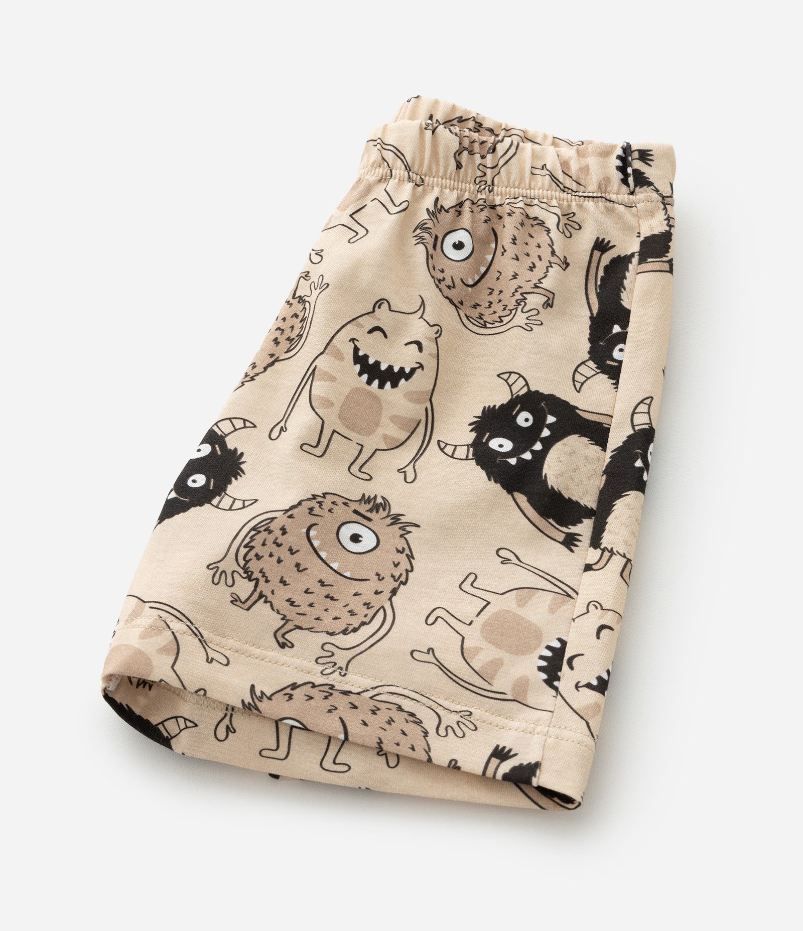 Pijama Curto Infantil com Estampa de Monstrinhos - Tam 2 a 6 Anos Marrom 7
