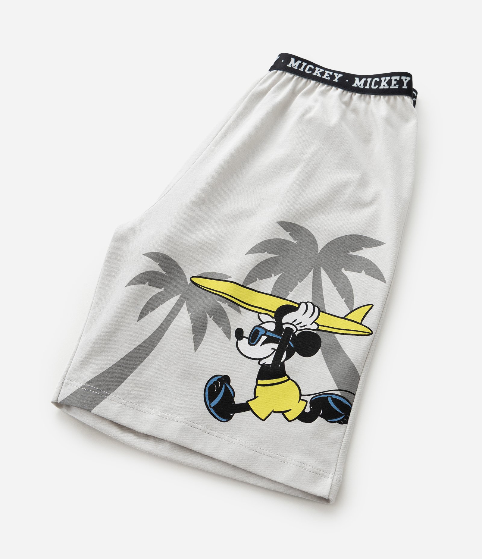 Pijama Curto Infantil com Estampa Mickey Mouse - Tam 5 a 12 anos Cinza/Amarelo 9