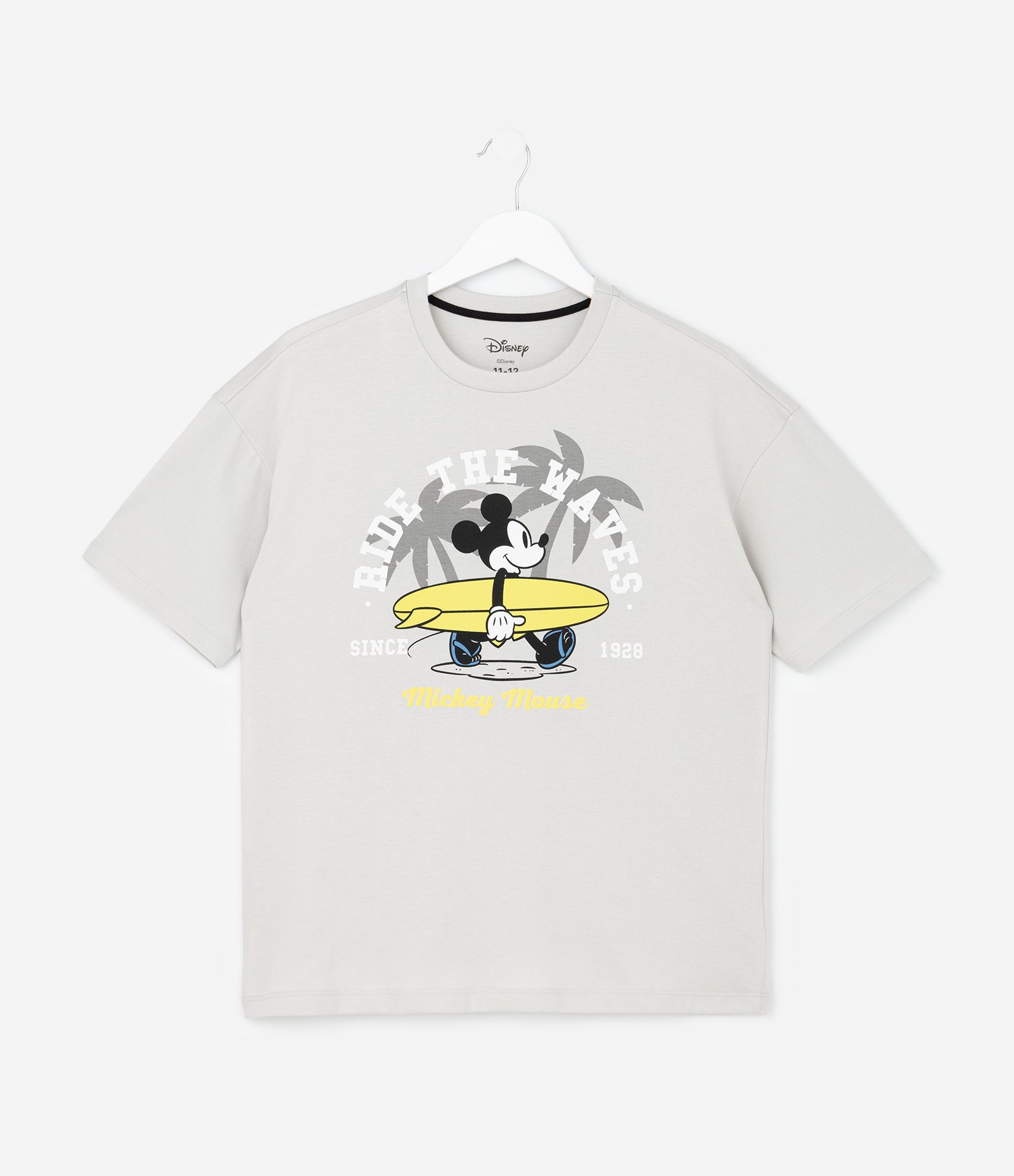 Pijama Curto Infantil com Estampa Mickey Mouse - Tam 5 a 12 anos Cinza/Amarelo 2