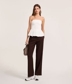 Calça Reta em Alfaiataria com Meio Cinto