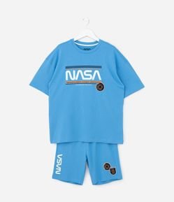 Pijama Infantil com Blusa e Short com Estampa Nasa - Tam 5 A 12 Anos