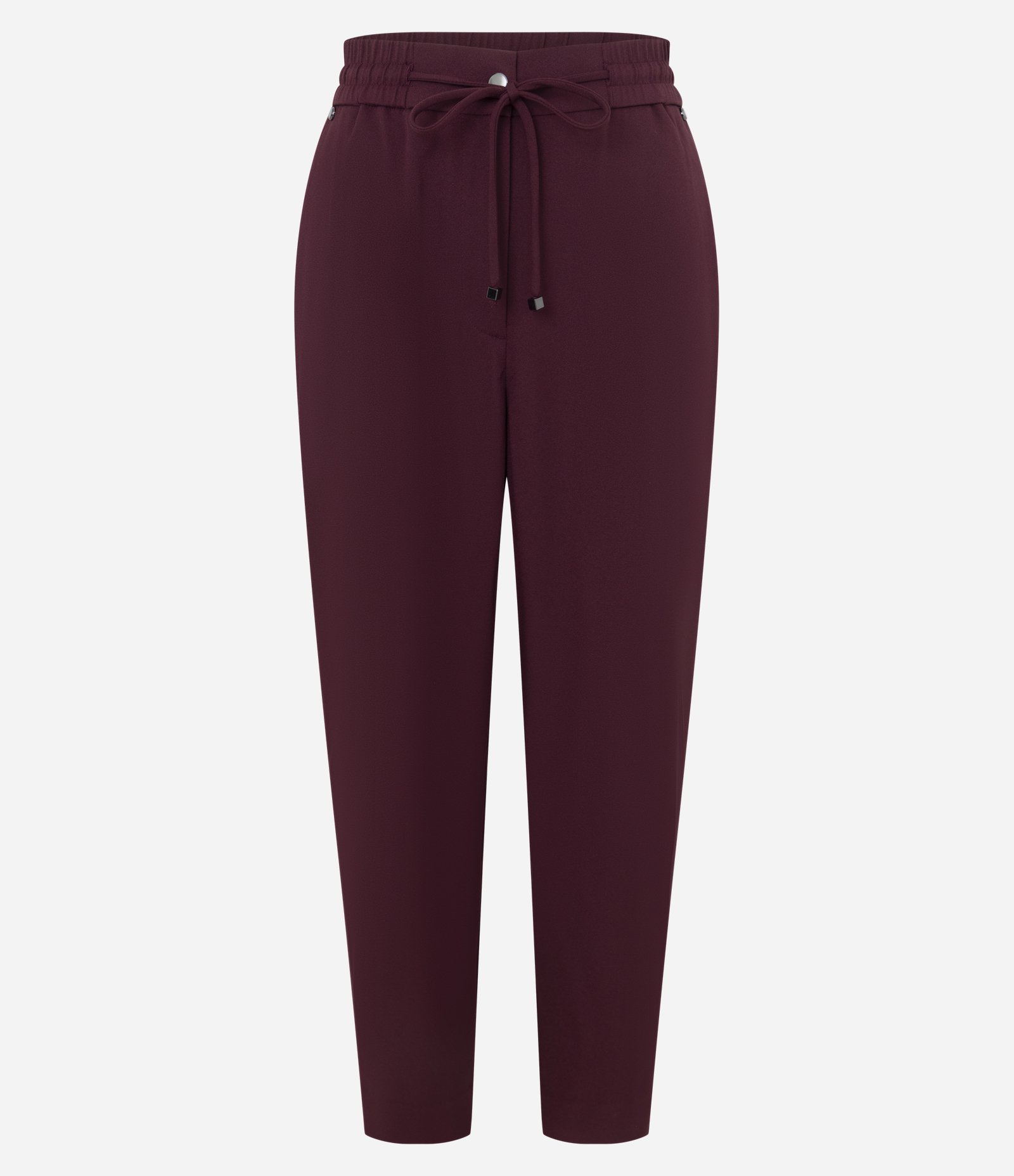 Calça Fluida em Crepe com Cós Elástico e Amarração Vinho 5