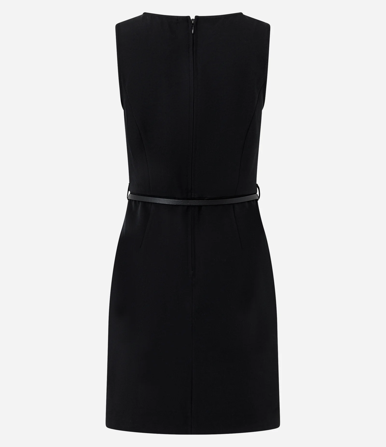 Vestido Curto em Crepe com Pregas Frontais e Cinto em PU Preto 5