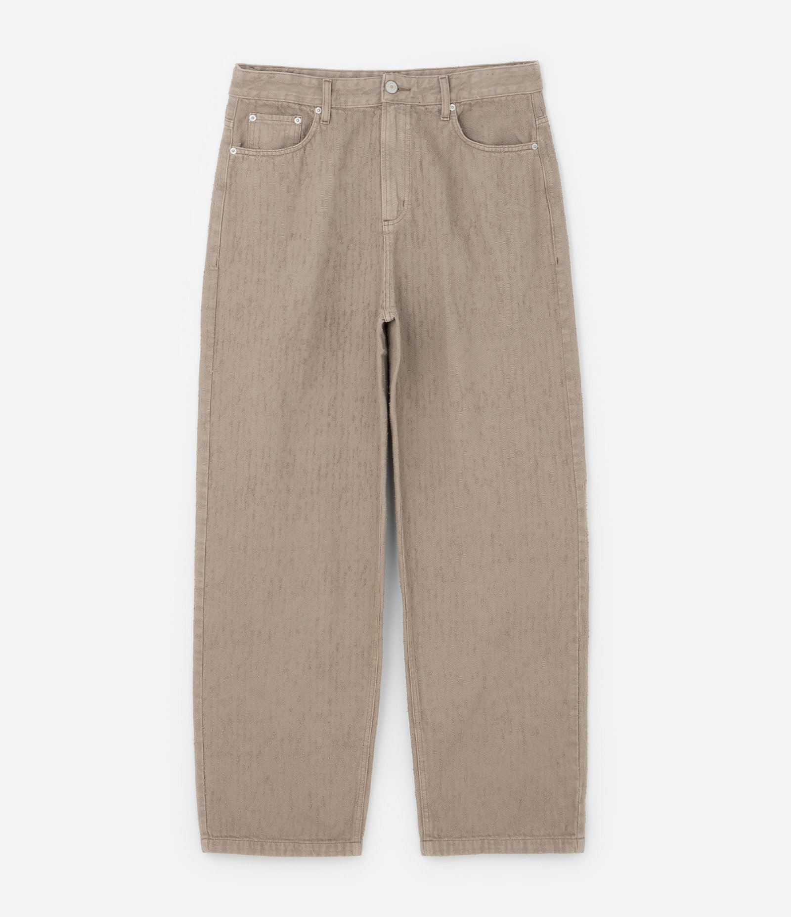 Calça Super Baggy em Sarja Texturizada Bege 5