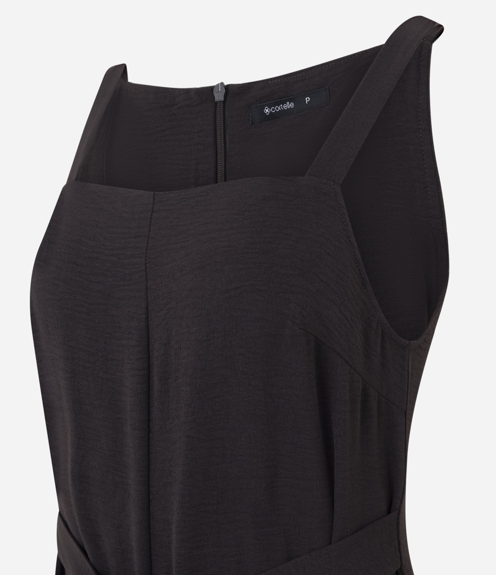 Macacão com Decote Quadrado e Faixa para Amarração Marrom 6